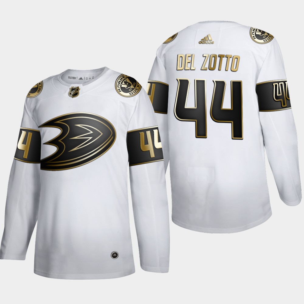 Anaheim Ducks 44 Michael Del Zotto Men Adidas White Golden Edition Limited Stitched NHL Jersey